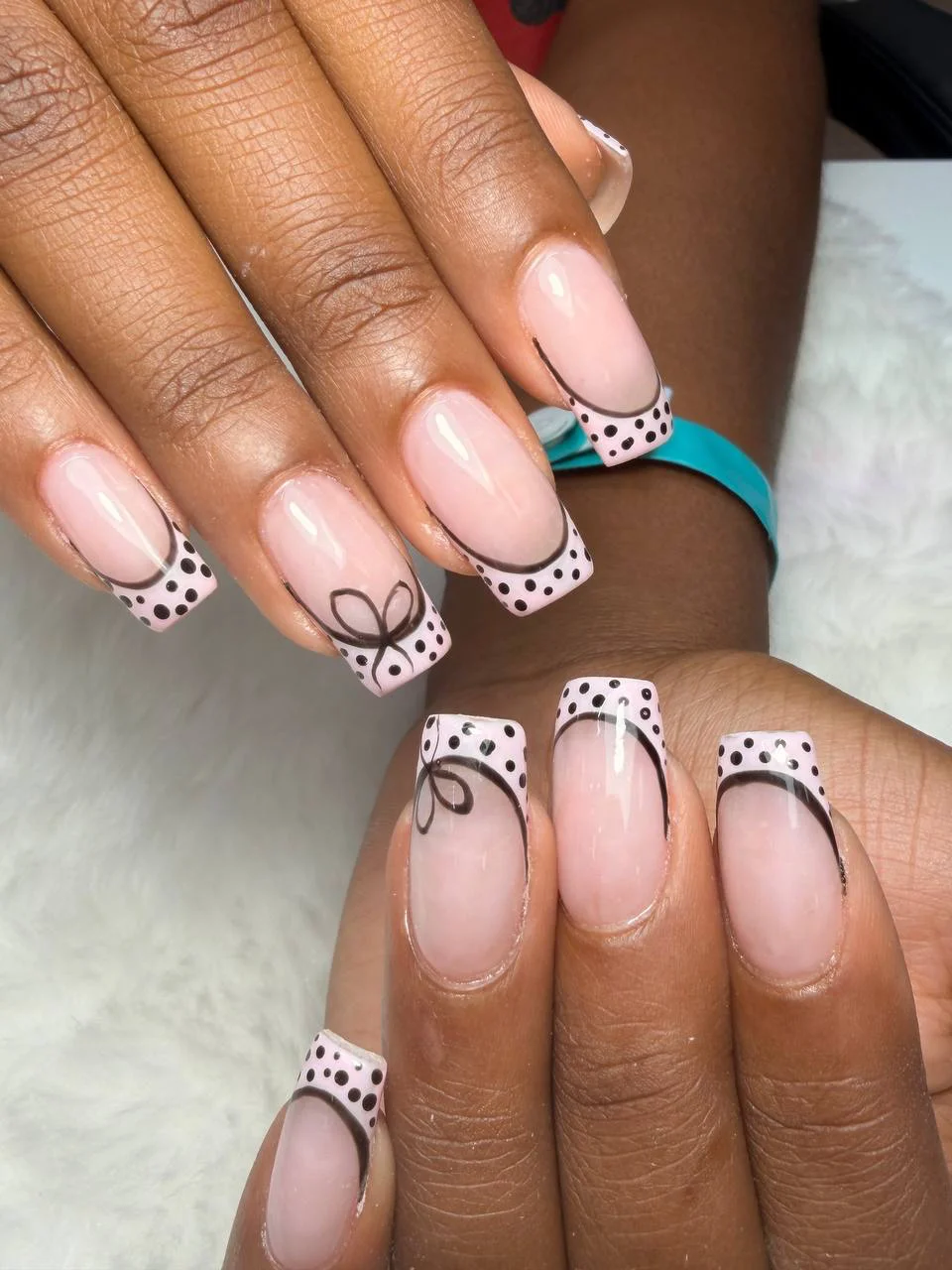 Black and white French nail art